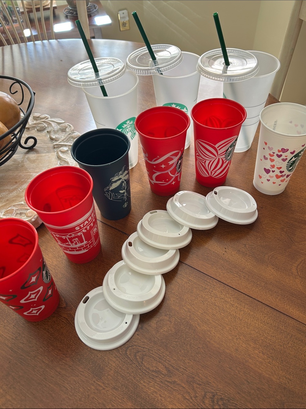 Starbucks Reusable Cups with Lids - Holiday Designs (9) New